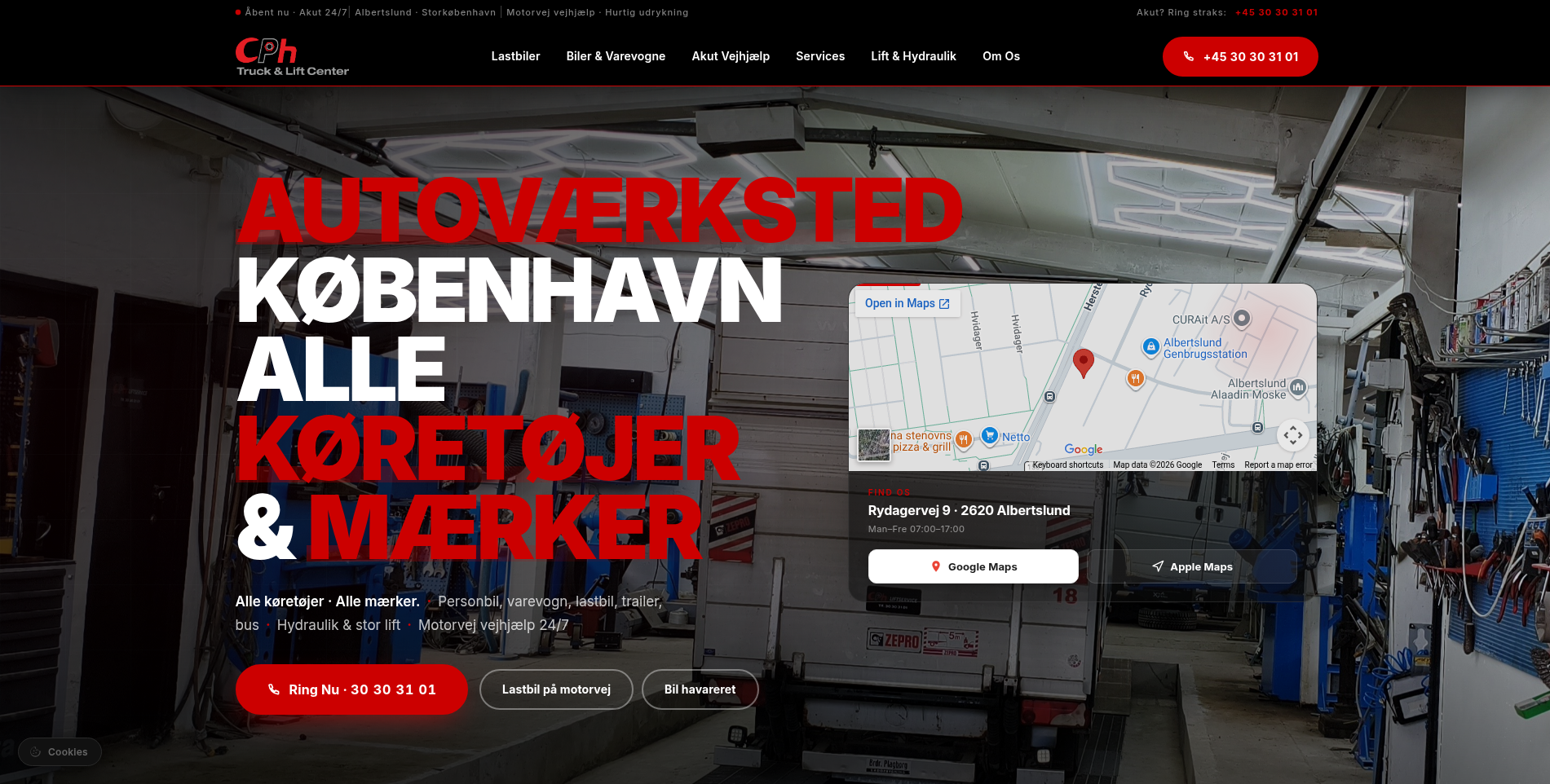 CPh Truck & Lift Center hjemmeside - bygget af NordicWebFlow