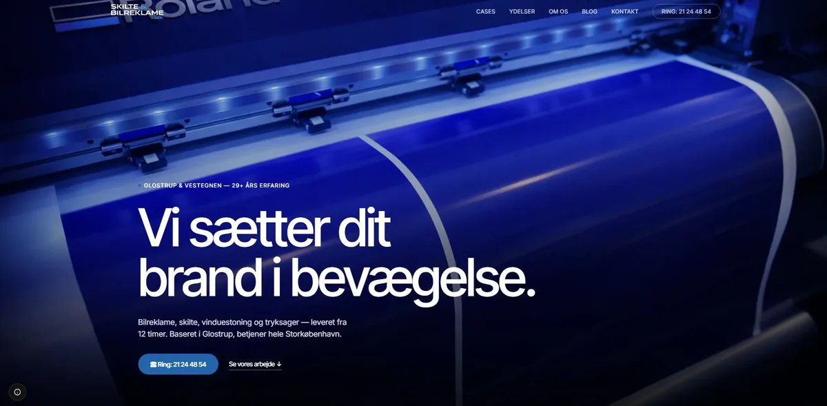 Skilte & Bilreklame hjemmeside - bygget af NordicWebFlow