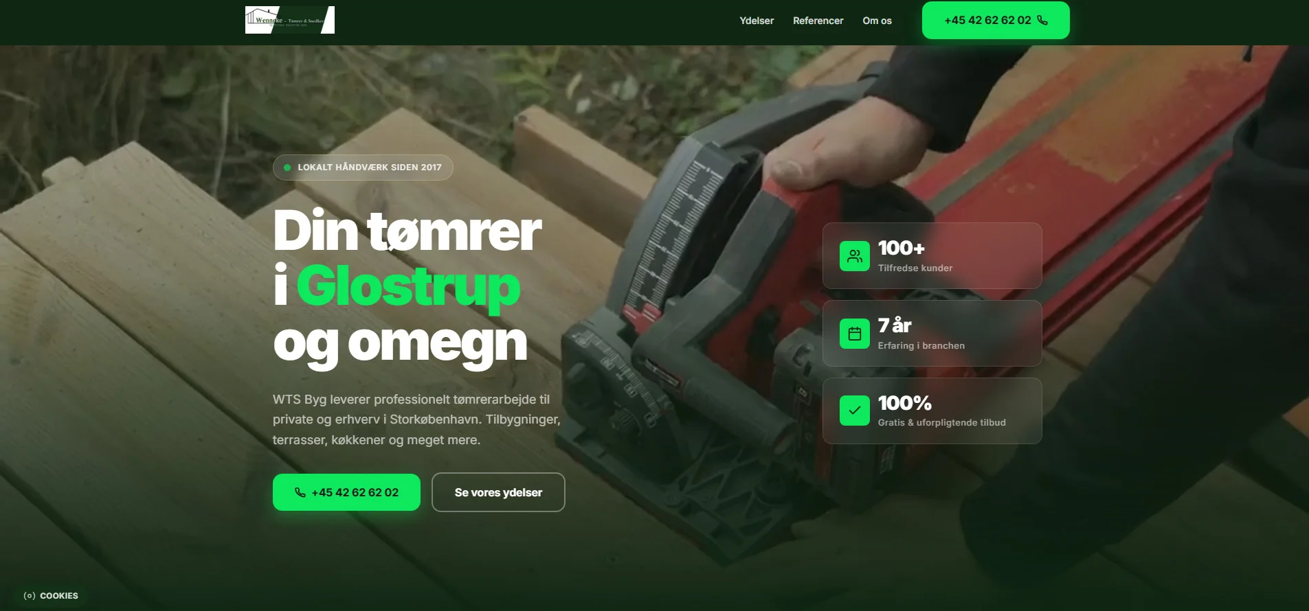 Wenneke Tømrer hjemmeside - bygget af NordicWebFlow